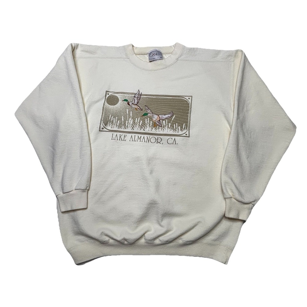 Vintage Lake Almanor CA Duck Hunting Sweatshirt USA Made GENUS XL Crewneck